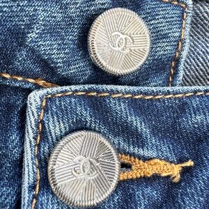 Authentic Chanel CC Logo Button Straight Leg Jeans - Made in Italy - S